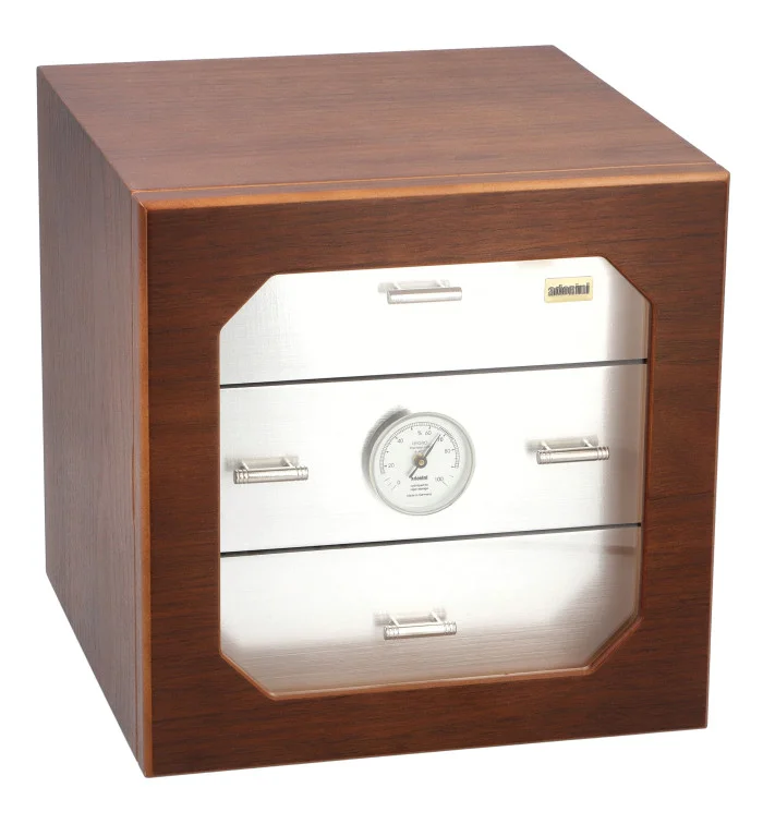 adorini Chianti Medium Deluxe -humidori, saksanpähkinä / alumiini adorini Chianti Medium Deluxe -humidori, saksanpähkinä / alumiini