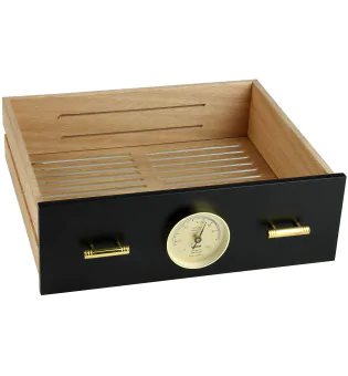 Laatikko adorini Humidor Chianti keskikokoinen musta, jossa on kosteusmittarin reikä kuva 5