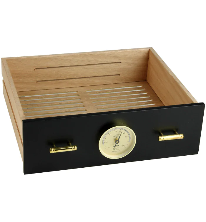 Laatikko adorini Humidor Chianti keskikokoinen musta, jossa on kosteusmittarin reikä kuva 5