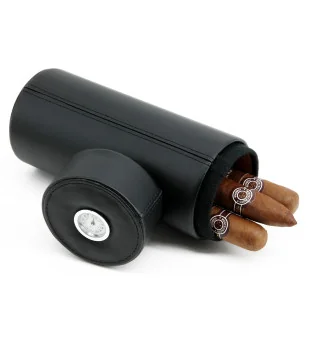 BigSmoke Leather Cigar Travel Bag Tube Cedar Lined sisältäen kosteusmittarin
