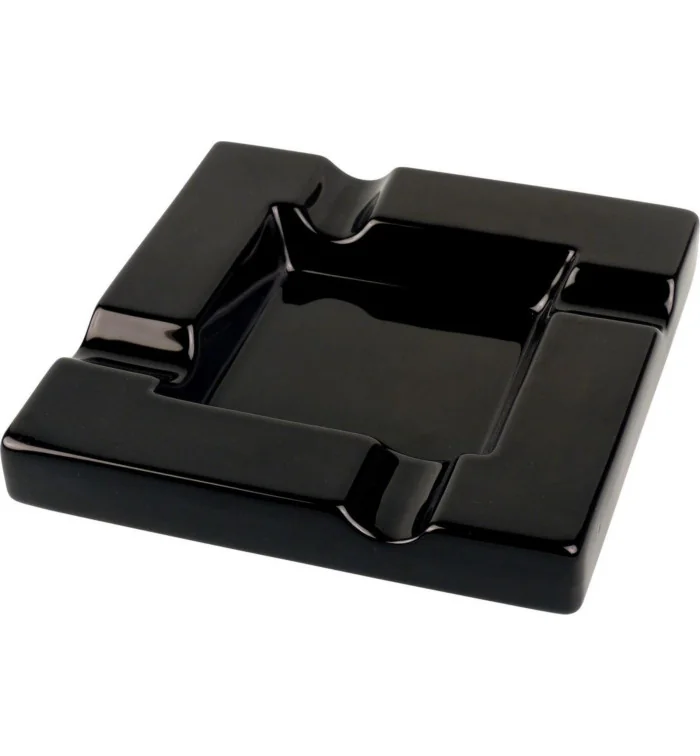 Sikarituhkakuppi keraaminen musta 4 sikaritukea