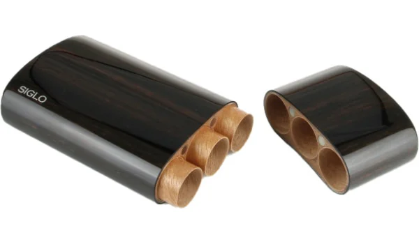 Siglo puinen kotelo eebenpuu Corona kolmelle sikarille