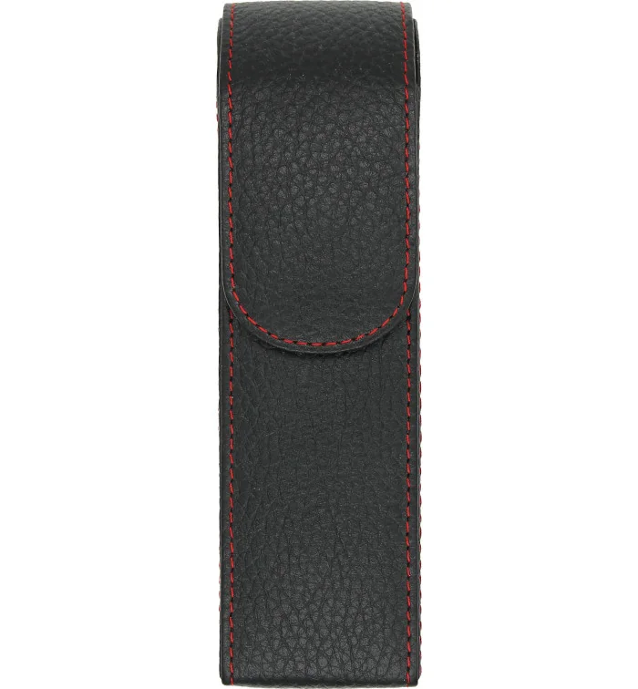 adorini tasku nahkainen sikarikotelo 2 sikaria musta ja punainen lanka pussila leikkurille tai sytyttimelle