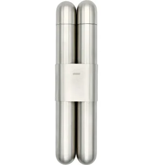 adorini High-Grade Steel Satin Finish/Cedar kahden sikarin kotelo