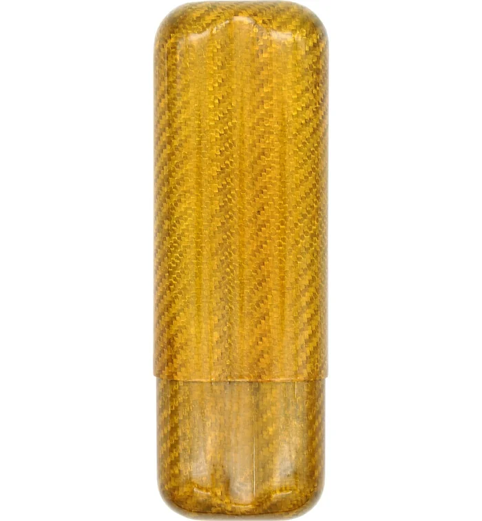 Hiilikuitusikarikotelo kultaisena kahdelle sikarille rengaskoolla 57 kuva 2