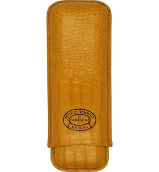 Partagas-sikarikotelo nahkaa, sinappia, 2 sikarille