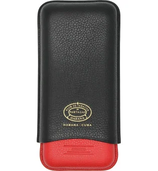 Partagas Series -nahkakotelo, musta ja punainen, kultaisella logolla