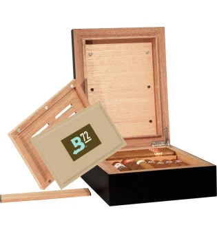 BigSmoke humidori mini, musta, sisältää Boveda-paketin 72%